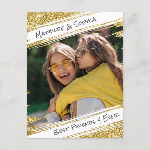 Modern Sparkle Gold Glitzer Foto BBF Bester Freund Postkarte