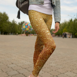 Modern Sparkle Gold Glitzer Leggings