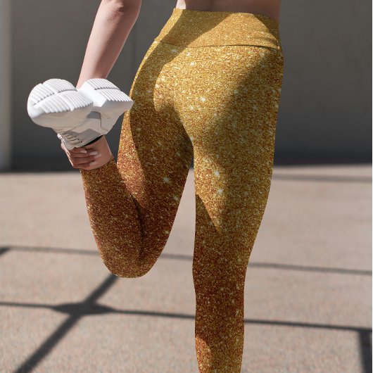 Modern Sparkle Gold Glitzer Leggings