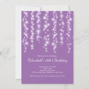 Modern Sparkle Lila 16 . Geburtstag Geburtstagspar Einladung