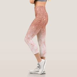 Modern sparks of glittering marble bronze capri leggings