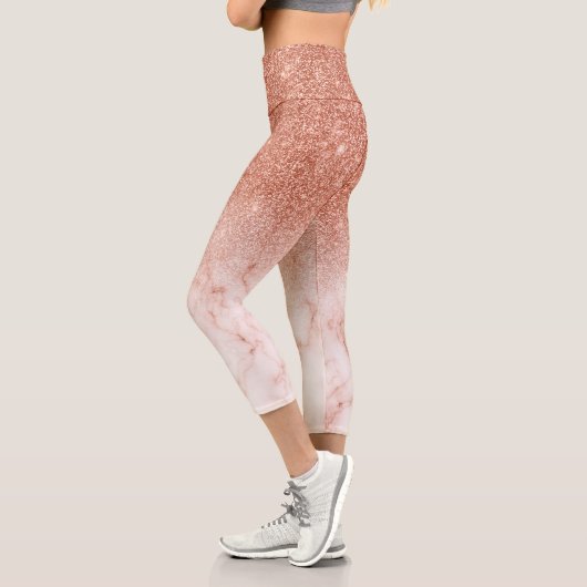 Modern sparks of glittering marble bronze capri leggings (Links)