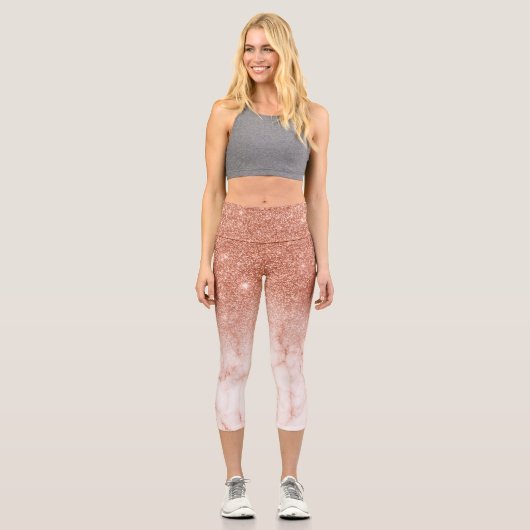 Modern sparks of glittering marble bronze capri leggings (Vorderseite)