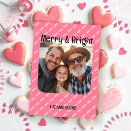 Modern Spicy Pink Geometric One Foto Feiertagskarte