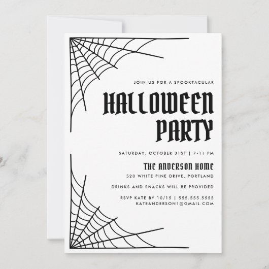 Modern Spider Web Halloween Party Einladung (Vorderseite)