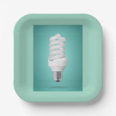 Modern Spiral Compact Fluorescent Lightbulb Pappteller (Vorderseite)