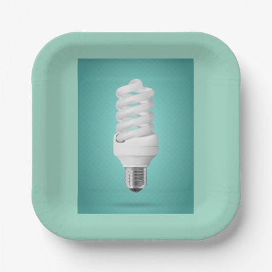 Modern Spiral Compact Fluorescent Lightbulb Pappteller (Vorderseite)