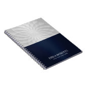 Modern Spiral Lotus Blume Elegante Navy Blue Notizblock (Rechte Seite)