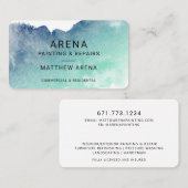 Modern Splash Ombre Blue Green Painter Visitenkarte (Vorne/Hinten)
