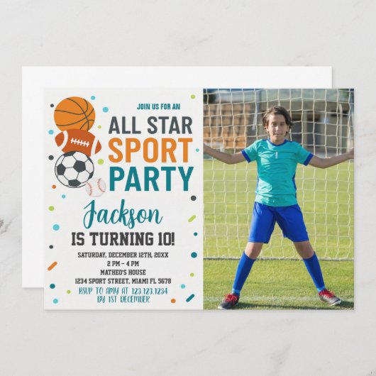 Modern Sports - Einladung zum Geburtstag (Vorne/Hinten)