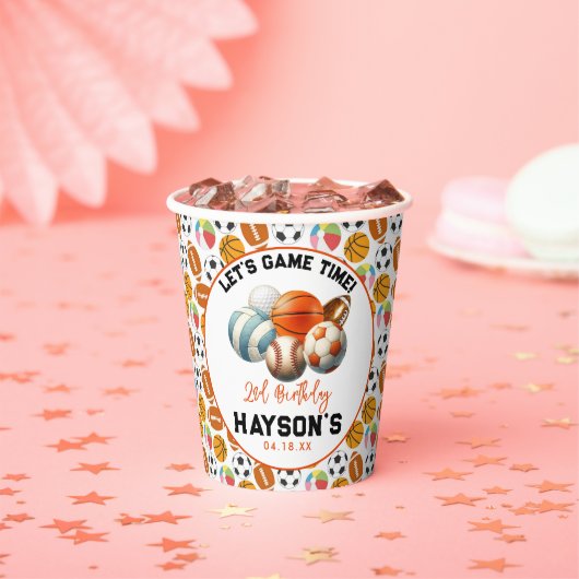 Modern Sports Kids 2. Geburtstag Party Pappbecher (Insitu)