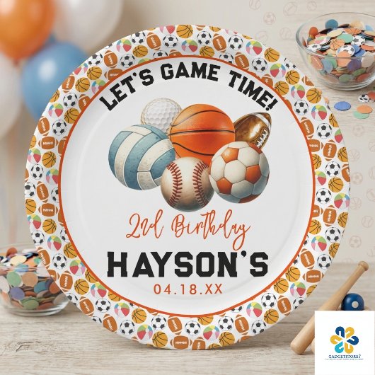 Modern Sports Kids 2. Geburtstag Party Pappteller