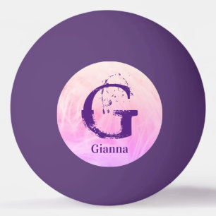 Modern Sports Lila Pink Golfer Lover Monogram Tischtennisball