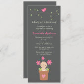 Modern Spring Baby Shooting Inversion - Mädchen Einladung (Vorne/Hinten)