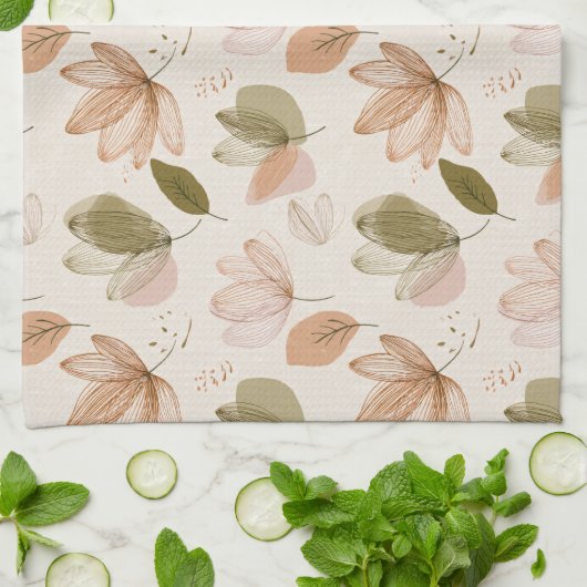 Modern Spring Botanical Floral Kitchen Towels Geschirrtuch (Gefaltet)