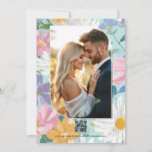 Modern Spring Floral Wedding Photo and QR Code Einladung (Rückseite)
