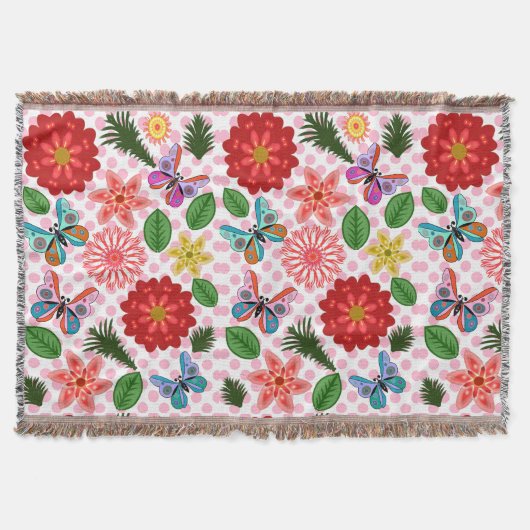 Modern Spring Garden Butterfly Floral  Decke (Vorderseite)