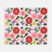 Modern Spring Garden Butterfly Floral  Fleecedecke (Vorderseite (Horizontal))