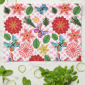 Modern Spring Garden Butterfly Floral  Geschirrtuch (Gefaltet)