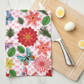 Modern Spring Garden Butterfly Floral  Geschirrtuch (Viertel Falte)