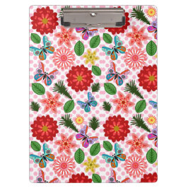 Modern Spring Garden Butterfly Floral  Klemmbrett