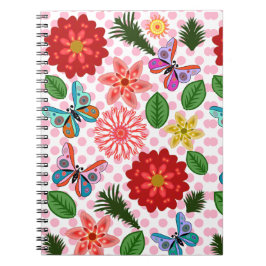 Modern Spring Garden Butterfly Floral  Notizblock