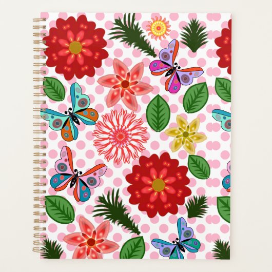 Modern Spring Garden Butterfly Floral  Planer (Vorderseite)