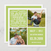 Modern Spring Green Save the Date Foto Cards Einladung (Vorne/Hinten)