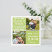 Modern Spring Green Save the Date Foto Cards Einladung (Stehend Vorderseite)