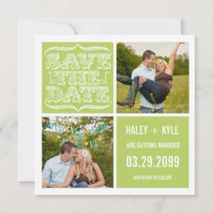 Modern Spring Green Save the Date Foto Cards Einladung
