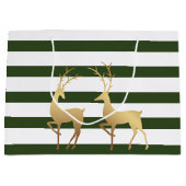 Modern Spruce Green Stripes Goldhirsche Große Geschenktüte (Vorderseite)