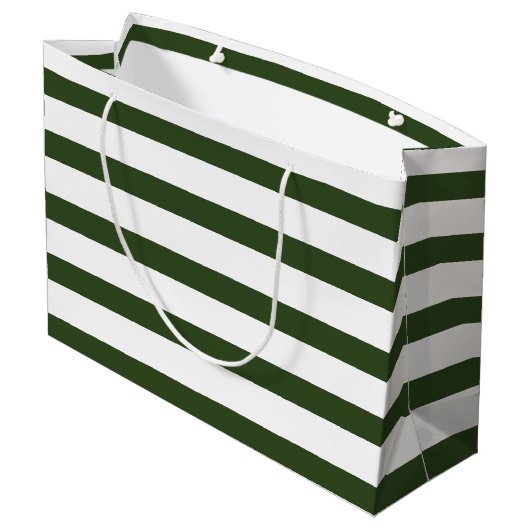 Modern Spruce Green Stripes Goldhirsche Große Geschenktüte (Rückseite Schrägansicht)