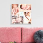 Modern Square Baby Boy Monogram 4 Foto Collage Leinwanddruck (Insitu (Wohnzimmer))