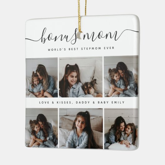 Modern Square Black & White Niedlich Foto Mütter T Keramikornament (Links)