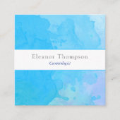 Modern Square Blue Watercolor Quadratische Visitenkarte (Vorderseite)