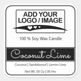 Modern Square Border Einfache Schwarz-weiße Logo-I Quadratischer Aufkleber