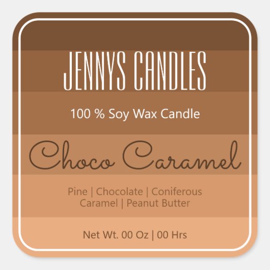 Modern Square Border Pastel Rainbow Ombre Brown Quadratischer Aufkleber (Vorderseite)