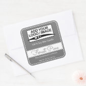 Modern Square Border Simple Dark Gray Logo Image Quadratischer Aufkleber (Umschlag)