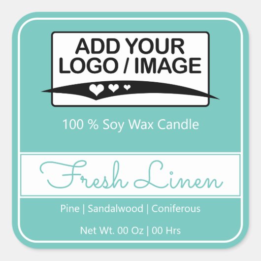 Modern Square Border Simple Light Blue Logo Image Quadratischer Aufkleber (Vorderseite)