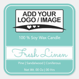 Modern Square Border Simple Light Blue Logo Image Quadratischer Aufkleber