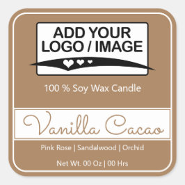 Modern Square Border Simple Light Brown Logo Image Quadratischer Aufkleber