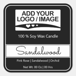 Modern Square Border Simple White Black Logo Image Quadratischer Aufkleber