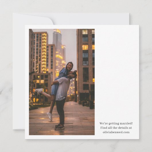 Modern Square Minimal Candid Handwritten Wedding Save The Date (Rückseite)