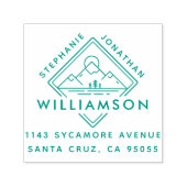 Modern Square Mountain Sunset Landschaftsadresse Permastempel (Design)