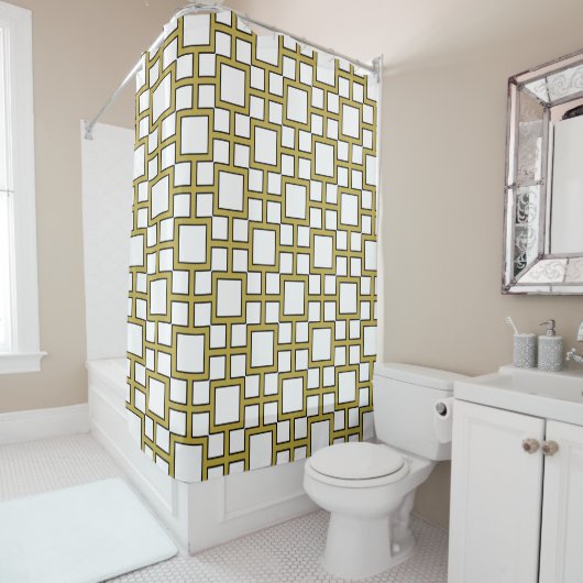 Modern Square Pattern Gold Duschvorhang (Beispiel)