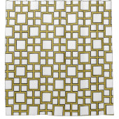 Modern Square Pattern Gold Duschvorhang (Vorderseite)