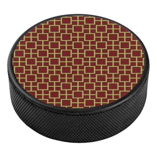 Modern Square Pattern Gold Eishockey Puck (3/4)
