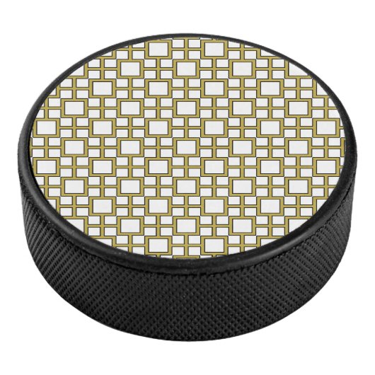 Modern Square Pattern Gold Eishockey Puck (3/4)