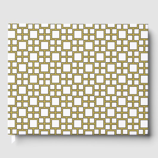 Modern Square Pattern Gold Gästebuch (Vorderseite)