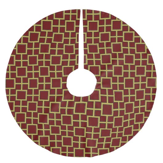 Modern Square Pattern Gold Polyester Weihnachtsbaumdecke (Vorderseite)